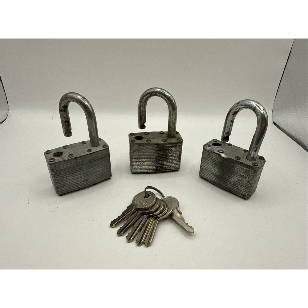 3 - 50mm Heavy Duty Lock Steel High Security Padlock with 6 Keys